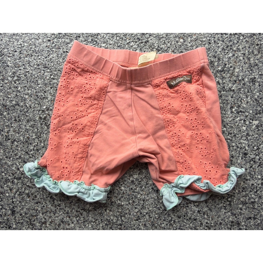 Matilda Jane Girls Coral Cove Pink Eyelet Lace Trim Leggings Size 6 Style 51207B